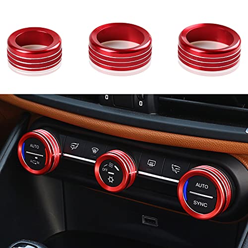 Image of 3PCS Car AC Knob Trim Air Conditioner Audio Cover Rotary Decoration Ring Sticker Decal fit for Alfa Romeo Giulia 952 Stelvio 949 2016 2017 2018 2019 Interior Accessories