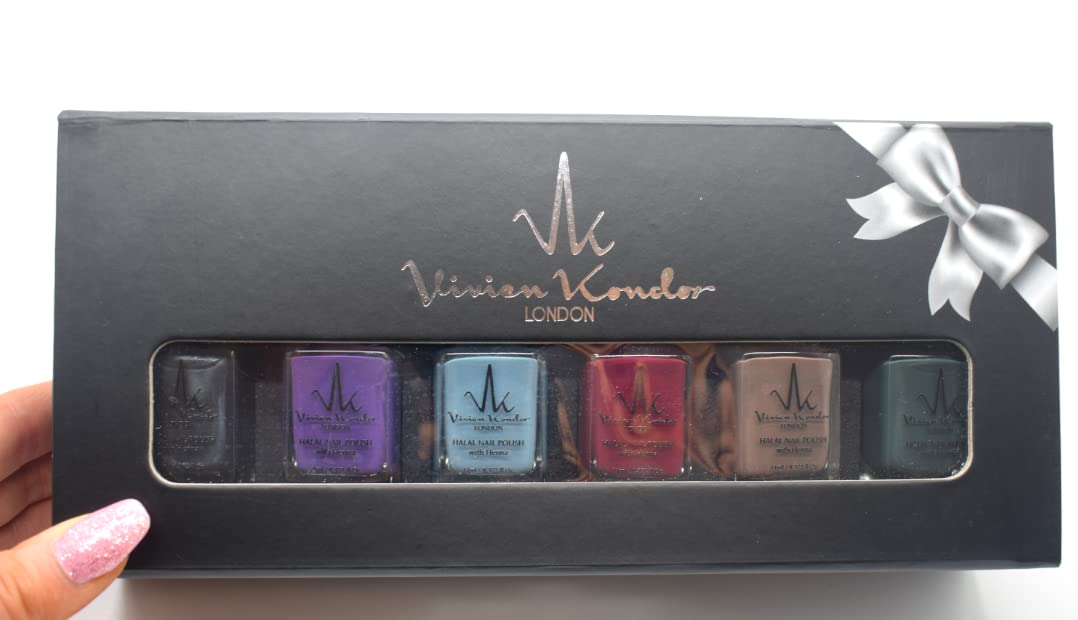 Vivien Kondor (set da 6 pezzi) Smalto per unghie permeabile all'henné Wudhu e Vegan Friendly Smalto Halal di lunga durata (passione)