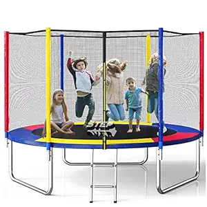 STEP OVER Strongman Bouncy 6FT,8 FT,10FT, 12FT,14FT Fitness Trampoline TUV Approved with Enclosure net and Poles Safety Pad Ladder Jumping Mat  Industry Leading Trampoline (175kg-250kg) (6 FEET)