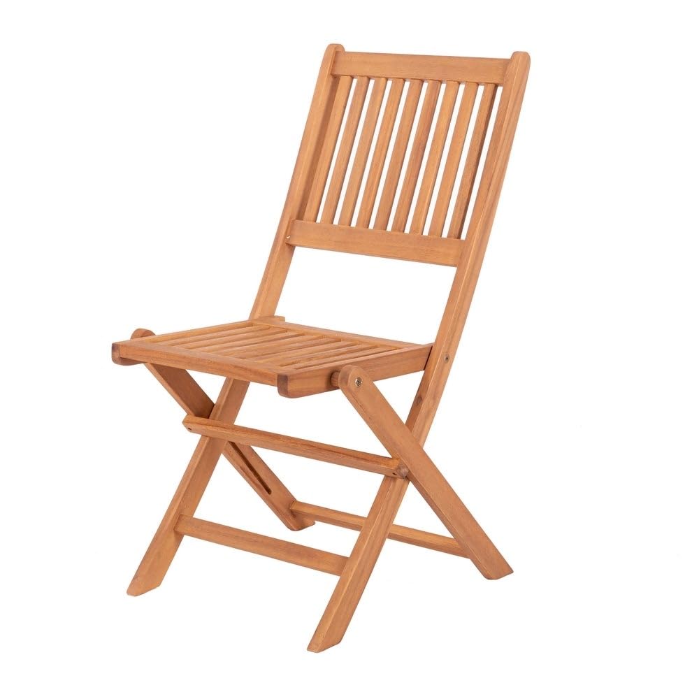 LOLAhome Silla de jardín Resistente y Plegable | De Madera natual sostenible de Acacia con FSC | para Exterior, jardín, terraza, balcón o Piscina | Kate