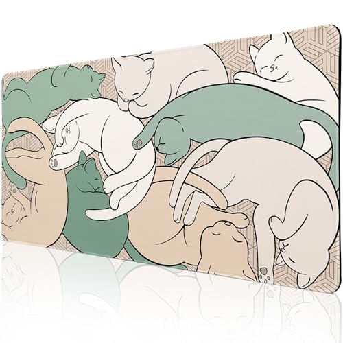 Cat Desk Pad, Teacher Desk Mat for Desktop XXL Large Mouse Pad 31.5×15.7 - image 1