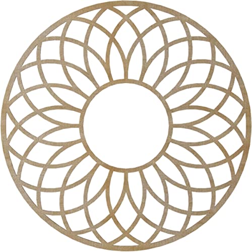 Image of Ekena Millwork 34 inchOD x 11 5 /8 inchID x 3 /8 inchT Cannes Wood Fretwork Pierced Ceiling Medallion, Hickory