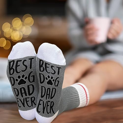Image of Ziyouza Best Dogs Dad Ever Socks, Gift for Dog Pet Owner, Dog Father, Dog Lovers, Puppy Lovers, Novelty Gift for Thanksgiving Christmas Birthday Father's Day, 1 Pair-11