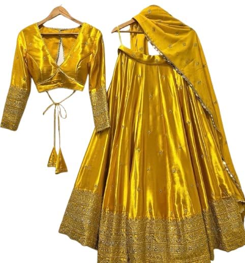 RUKHA FAB Women’s Chinon Embroidered Semi-Stitched Lehenga Choli | Heavy Embroidery Bridal Lehenga Set with Dupatta RUKHA FAB Women’s Chinon Embroidered Semi-Stitched Lehenga Choli | Heavy Embroidery Bridal Lehenga Set with Dupatta