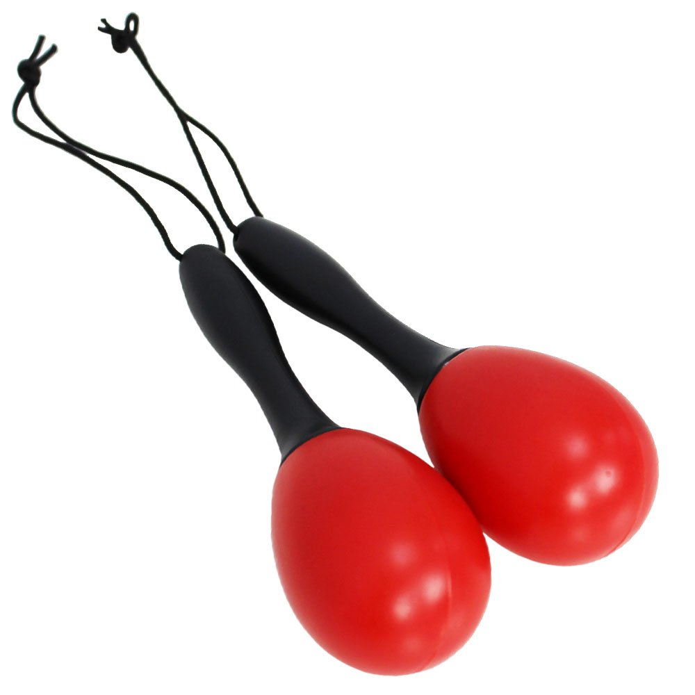 A-Star Small Plastic Egg Maracas Pair - 12cm Shaker Rattle, Percussion Rhythm Instrument - Red