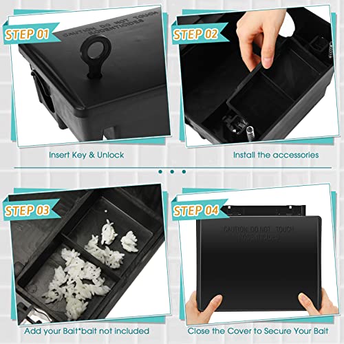 Image of Qualirey 24 Packs Rat Bait Stations Rodent Traps Outdoor Indoor, Black | Large Bait Boxes for Mice and Rats Mouse Traps Bulk, Lockable with Key, Keep Pets and Children Safe