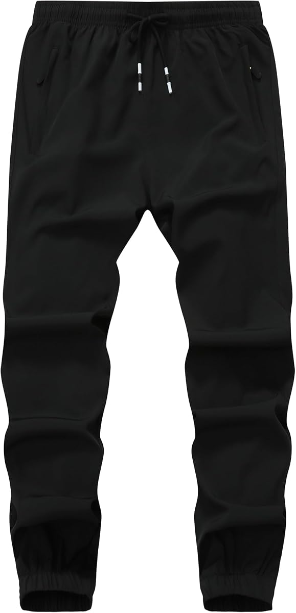Pantalones de senderismo para niños, pantalones deportivos ligeros de secado rápido para jóvenes al aire libre con bolsillos con cremallera