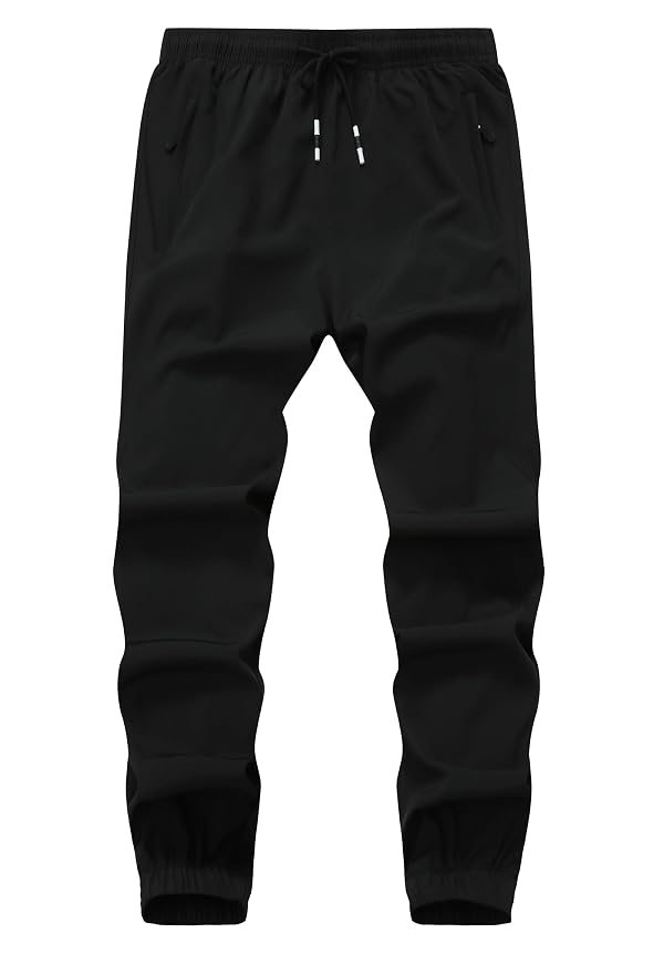 ZooYung Boys Hiking Joggers Pants Outdoor Youth Quick Dry Lightweight Athletic Pants with Zipper Pockets(SBP3822-Black-12) by ZooYung - Used condition - US$7.88