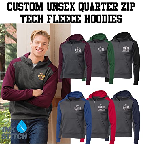Ink Stitch Unisex St249 Sports Custom Design Logo Texts Embroidery Tech Fleece Half Zip Hoodies - Graphite/Navy (S) #TOP3