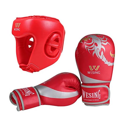 Wesing Boxhandschuhe und Kopfbedeckungen Sets Boxen Kampfsport Trainingsgeräte
