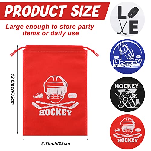 Berlune 24 Pcs Hockey Gift Bag Hockey Party Favor Sport Goodie Drawstring Bag for Sport Theme Party Celebration Activity