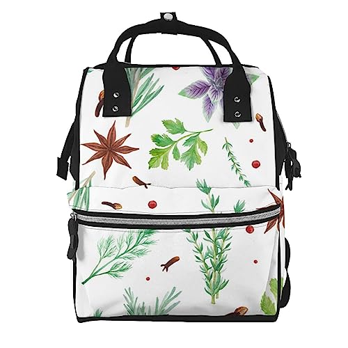 Sac à dos à couches motif feuilles vertes, sac de voyage unisexe taille unique