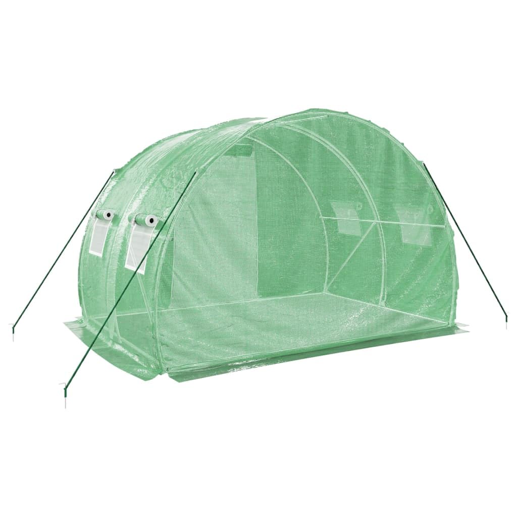 Serra con telaio in acciaio verde, 6 m², 3 x 2 x 2 m, serra da esterno per piante vegetali