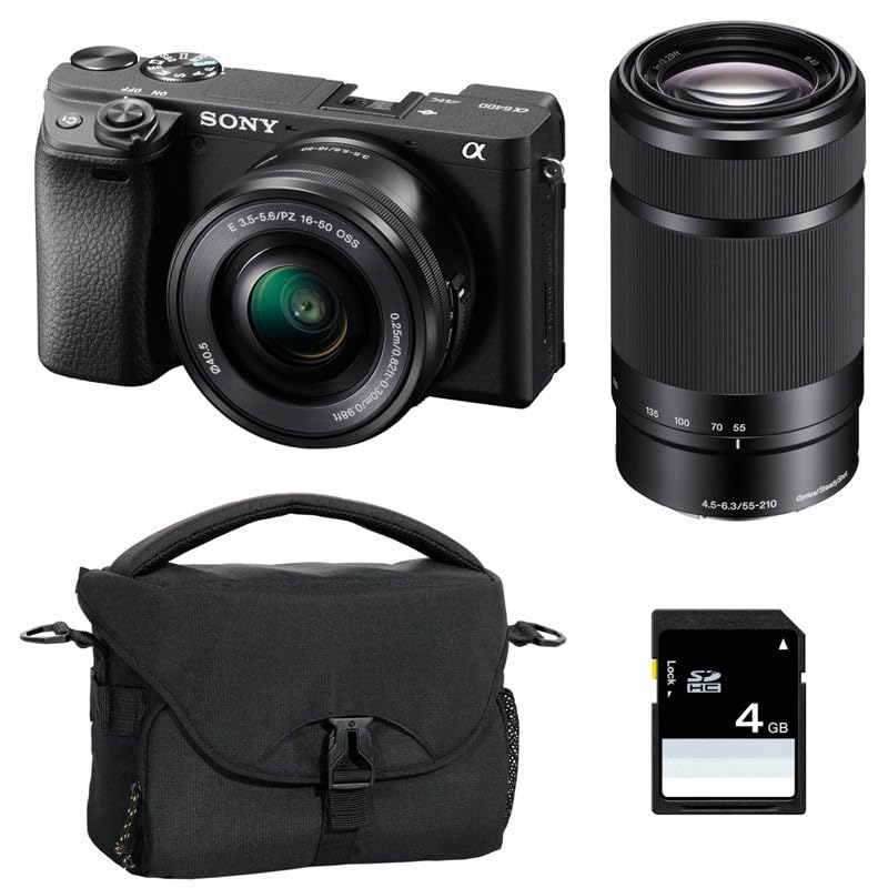 Kit Photo Personnalisé créé à l'aide de SONY Alpha 6400 Noir + 16-50 + 55-210 + Sac + SD 8 Go