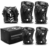 Knee Pads for Kids Youth Camo Black Elbow Pads Wrist Guards for Girls Boys 7 in 1 Protective Gear Se