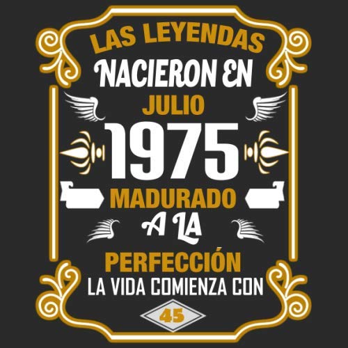Las leyendas nacieron en Julio 1975 Madurado a la perfección La vida comienza con 45 Libro de visitas fiesta de cumpleaños felicitaciones y noticias