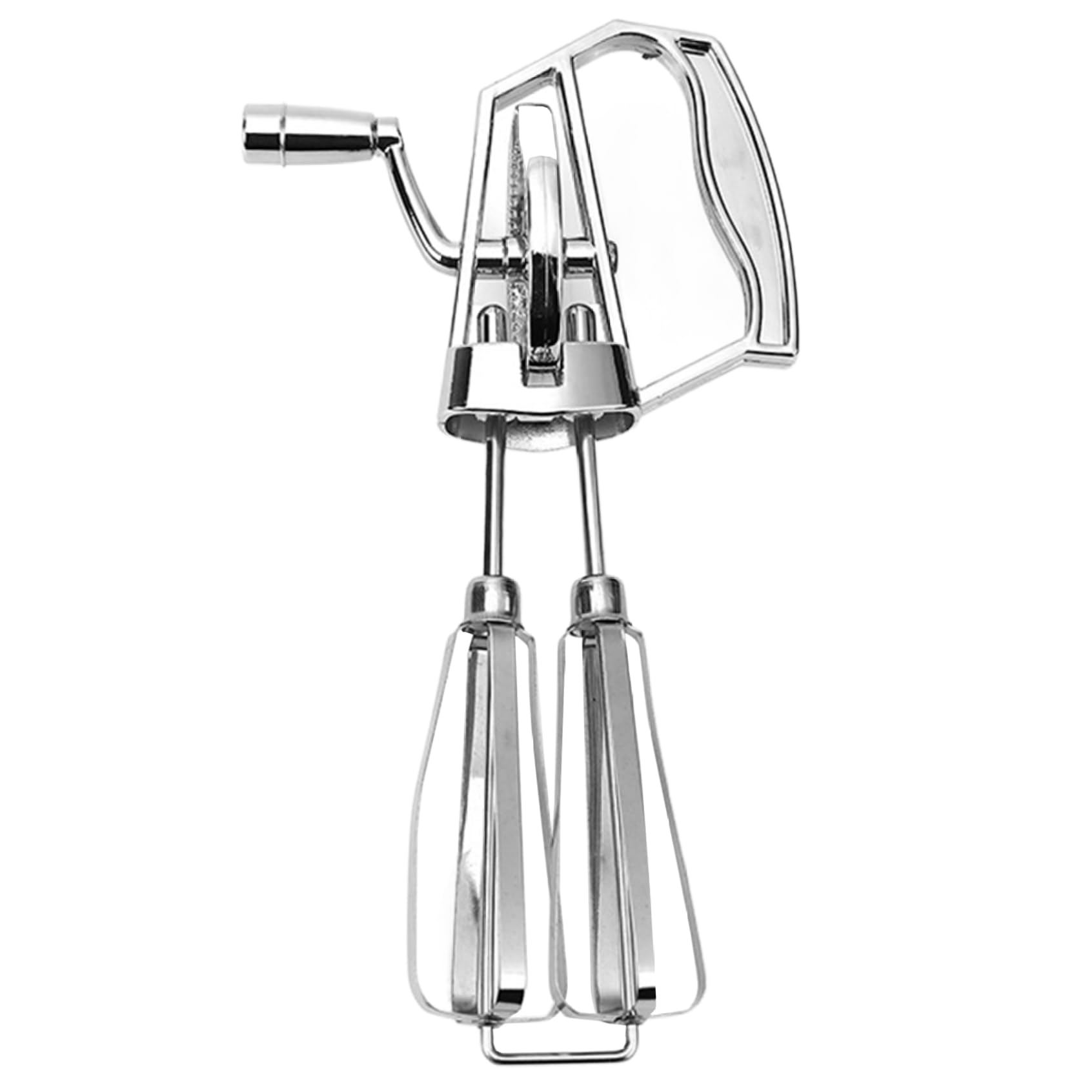 Hand Crank Egg Beater Stainless Steel Rotary Egg Whisk Double Head Handheld Mixer with Crank Portable Kitchen Cooking