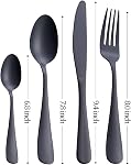 Matte Black Silverware Set, GoGeiLi 24-Piece Stainless Steel Satin Finish Flatware Cutlery Set, Service for 6, Dishwasher Safe