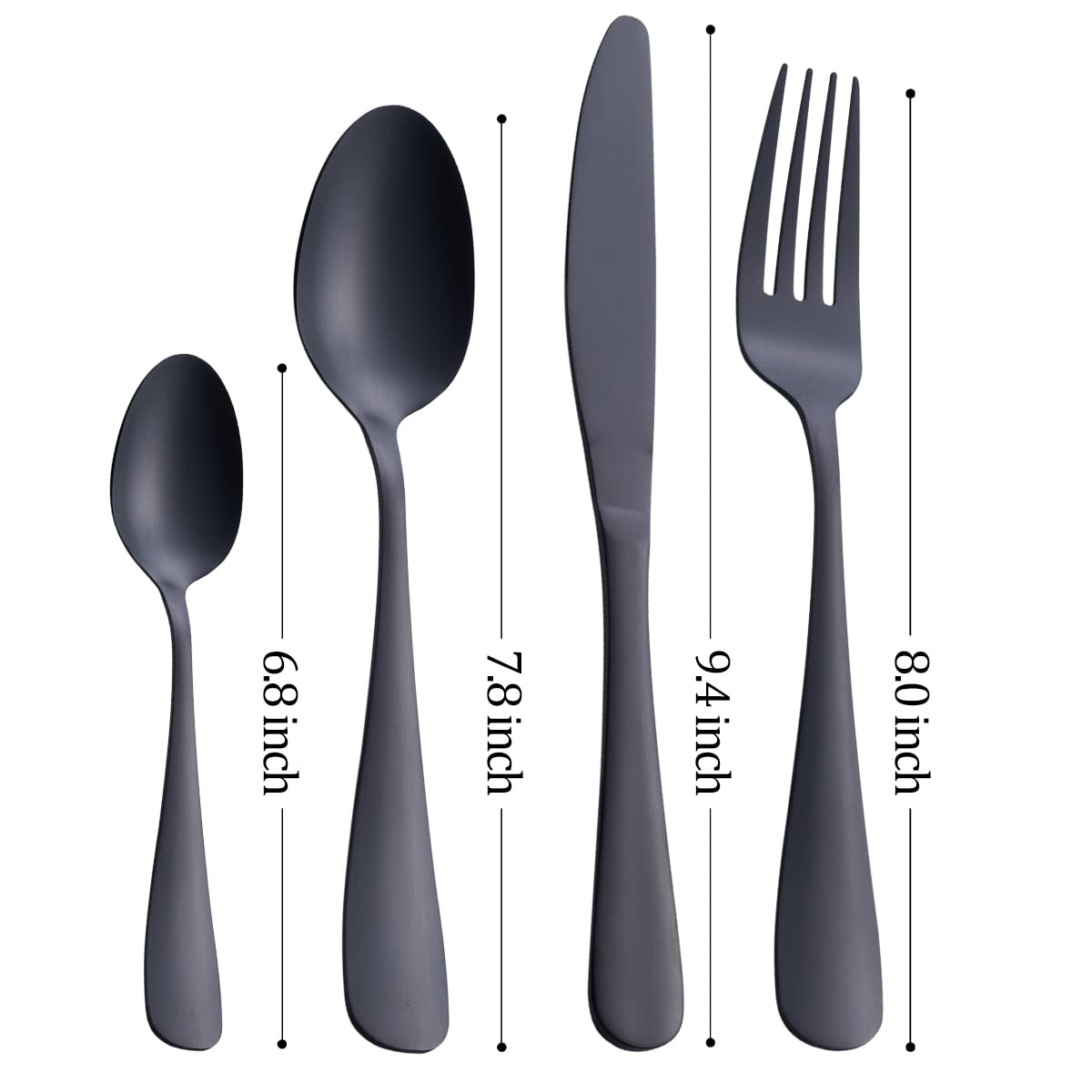 GoGeiLi Matte Black Silverware Set, 24-Piece Stainless Steel Satin Finish Flatware Cutlery Set, Service for 6, Dishwasher Safe - Image 3