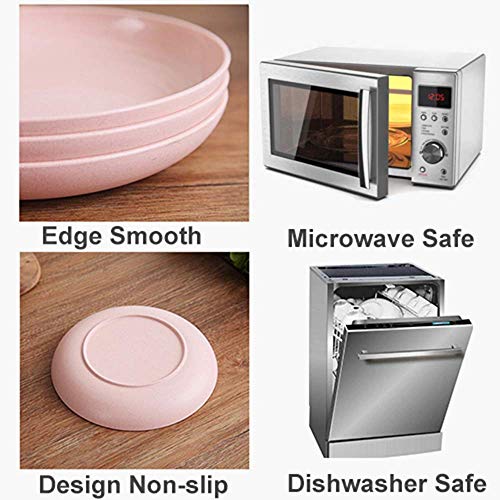 image for JUCOXO Microwave Safe Wheat Straw Plates, 5 Pack 5.9