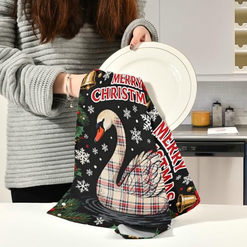 Juego de 6 paños de cocina de algodón y microfibra a cuadros, trapos absorbentes de 28x18" 6