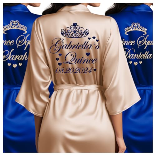 Personalized Mis Quince Robes, Pretty Satin Quinceanera Robe for Quince Squad Gifts