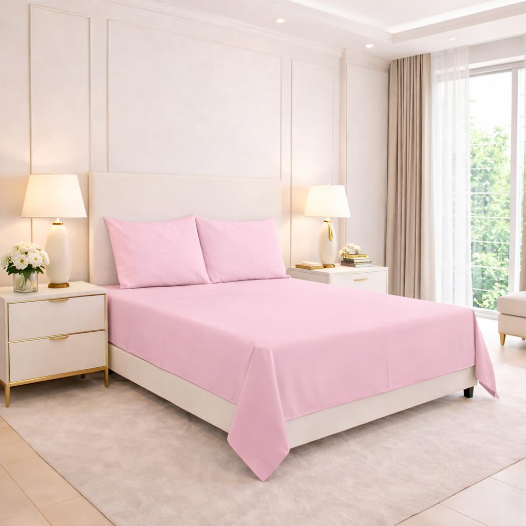 Arlinens Pink Polycotton Flat Sheets In Following Colours And Sizes: (Super King, )