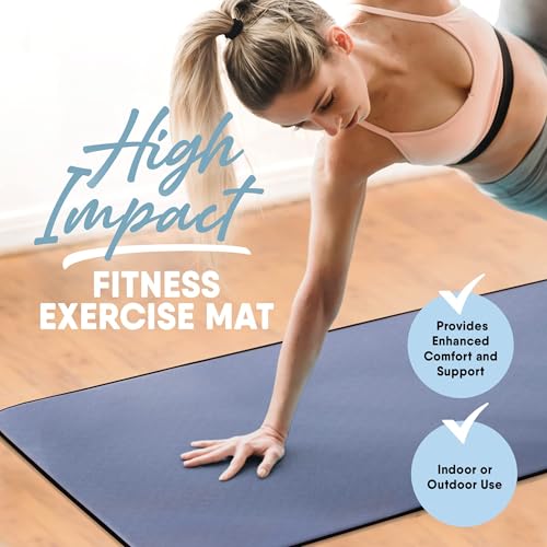 Image of MICRODRY Deluxe Fitness Exercise Yoga Mat for Home & Gym, Extra Thick for High Impact Training, Multi Layered Skid Resistant Surface, Odor Neutralizing with Carrying Strap