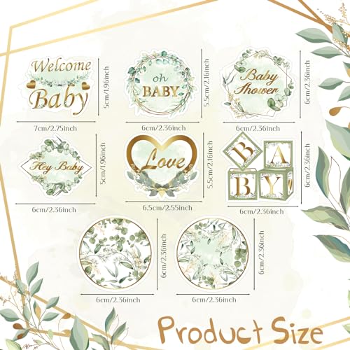 Weecent 48 Pcs Sage Green Baby Shower Cupcake Toppers Oh Baby Cake Toppers by Weecent - Used condition - Image 2