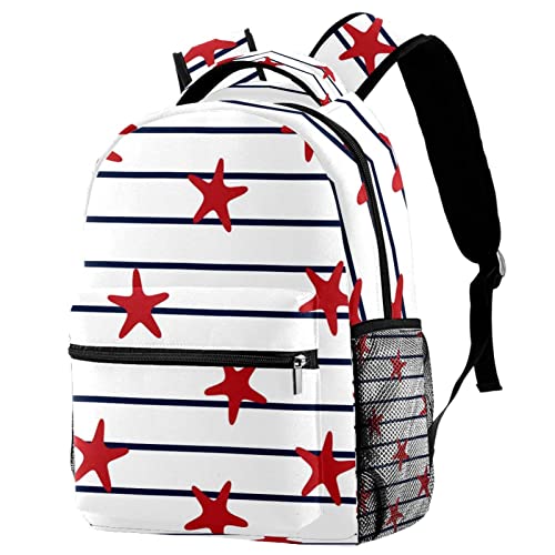 Sac à dos porte-bouteille ergonomique voyage campus étoiles rouges