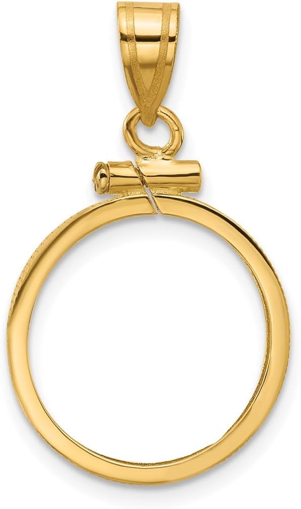 Coin Jewelry 14k Polished 16.0mm x 1.35mm Screw Top Coin Bezel Pendant, Yellow