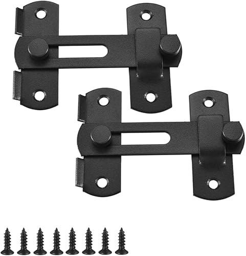 Lpraer Paquete de 2 pestillos de puerta de acero inoxidable con tornillos de barra de seguridad para puerta de armario de puerta, ventana (negro)