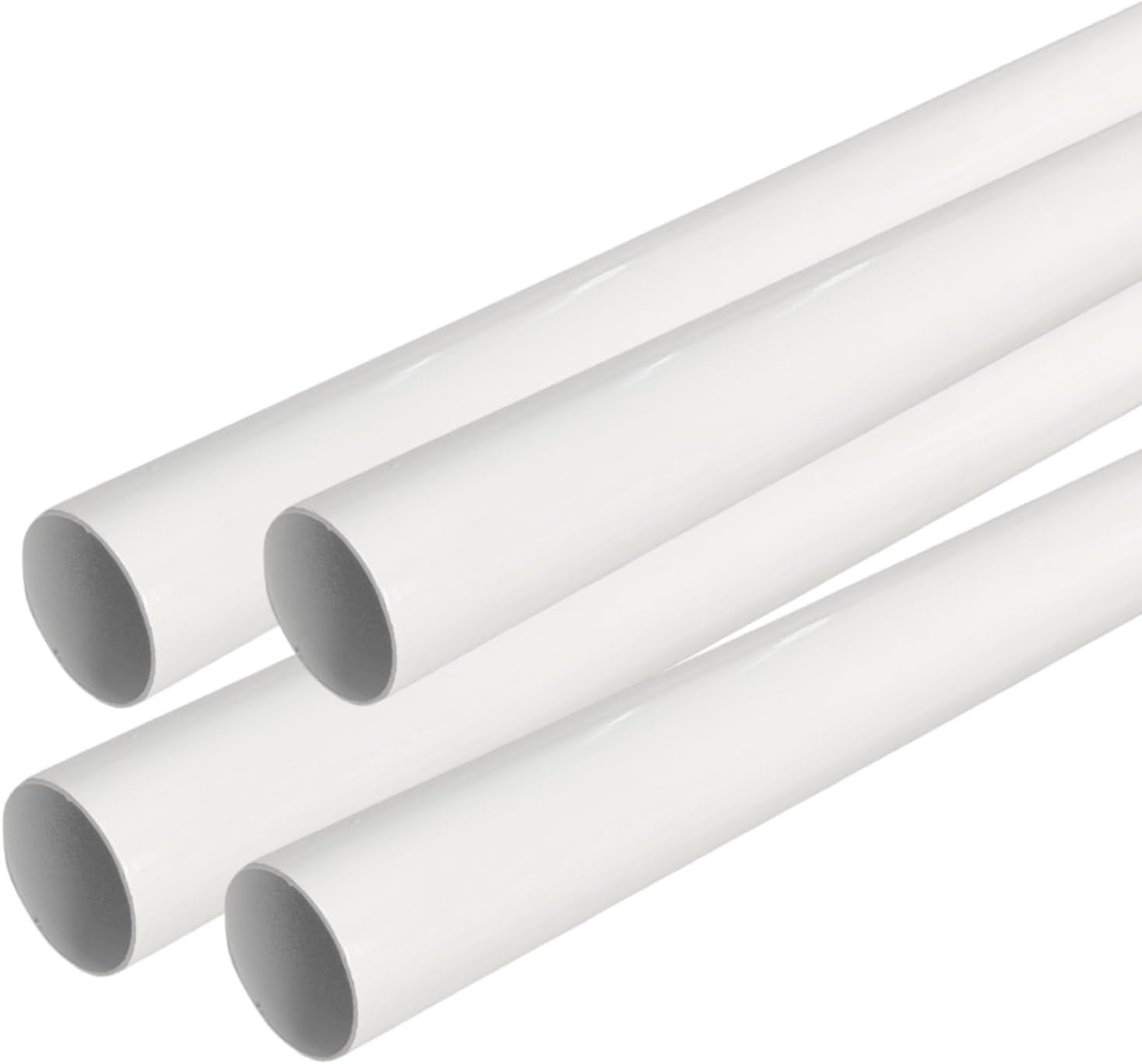 72" HEAVY DUTY Round Closet Rod | 32mm Diameter | White Clothes Pole | 4 Pack
