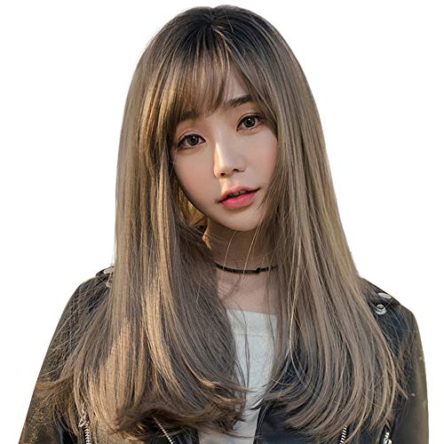 最安値 Hawkkoウィッグ ロング ストレート レディース グラデーション 自然 耐熱 アッシュ フルウィッグ かつら 斜め前髪 人気 小顔効果 可愛い 医療用 ネット付き ブラック アッシュグレーの価格比較