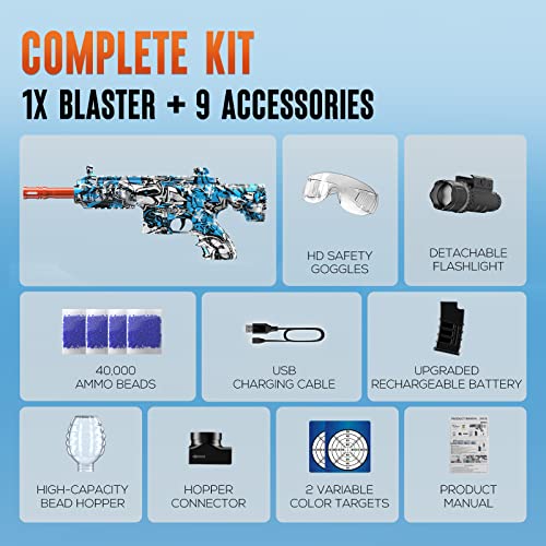 Splatter-Ball Gun Automatic - M416 Gel Ball Blaster Toy Gun, 40K Water Beads & Goggles – Electric Gel Ball Blaster Gun - Gel Gun, Splat-Gun, Orby Gun, Orbi Gun, Splat-Ball Gun, Splatter-Gun Gift #TOP4