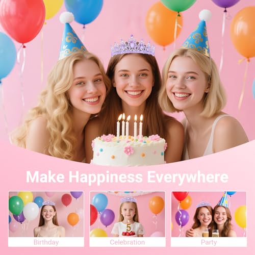 Birthday Tiara and Crown with Sash, Birthday Tiara for Women Party (Purple)
