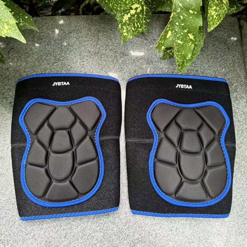 JYBTAA Men/Women Flooring Knee Pads, Soft Adjustable Kneepads for Gardening Cleaning, Safty Toughbuilt Knee Pad with Waterproof Thick Foam Padding for Mechanics Carpenters Tile Yard Workers, Blue L (1 Pair)