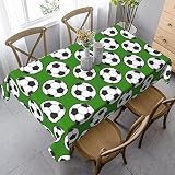 Canesert Soccer Ball Green Tablecloth, Washable Polyester Farmhouse Table Cloth for Dining Room Kitc