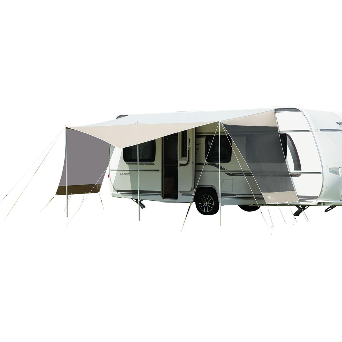 dwt Wohnwagen Sonnendach Coco Wohnwagen 240 cm tief, mit UV-Schutz und Abspannmaterial inkl. Seitenwände aus Mesh-Gewebe, Größe:Gr.1 B/T 330x240+80cm
