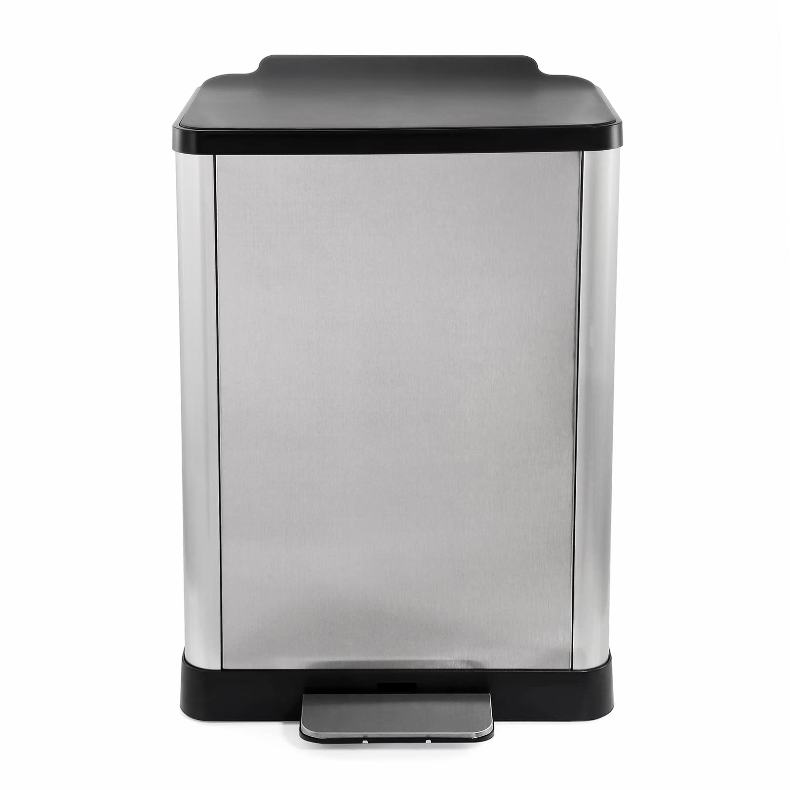 Crovida Kitchen Bins 30L Stainless Steel Under Kitchen Counter Pedal Rubbish Bin Recycling Indoor with Two Removable Inner Buckets