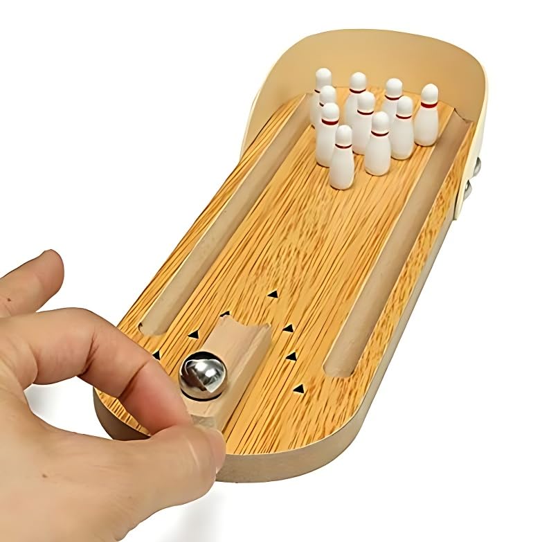Channapatna Toys Wooden Mini Desktop Parent-Child for Kids Fun Bowling Game Toy Set (B09RTLCVBS) Amazon Price History, Amazon Price Tracker