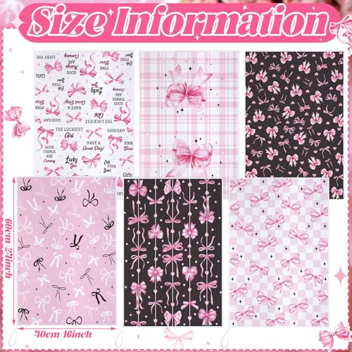 Image of Bencailor 6 Pcs Pink Bow Kitchen Towels Decorative Sets Dish Towels Absorbent Fast Drying Hand Tea Vintage Hanging Reusable Cleaning Dishcloths for Cooking Farmhouse Bathroom Accessory