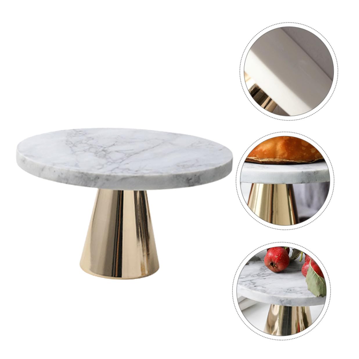 Abaodam Plateau en Marbre pour Pâtisserie et Présentation de Gâteaux, Plaque de Stockage Élégante en Marbre et Métal, Design pour Accessoires Pâtisserie et Dessert