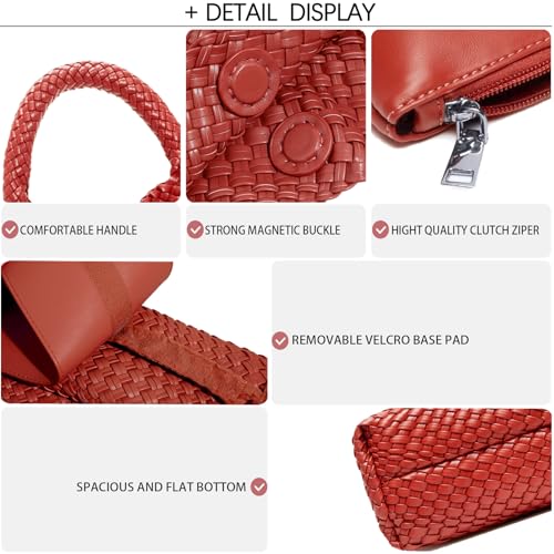Image of JINMANXUE Woven Tote Bag for Women, Fashion Hobo Handbag, Travel Top-handle Shoulder Bag, Beach Underarm Bag with Purse