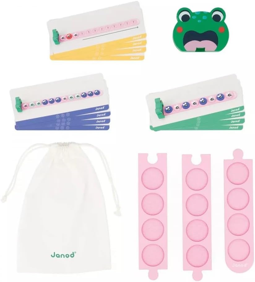 Janod Pédagogie Range Algorithms-Learn Colours and Sequences-Children’s Educational Toy-Frog Game-36 Months +, J05088, Multicolor