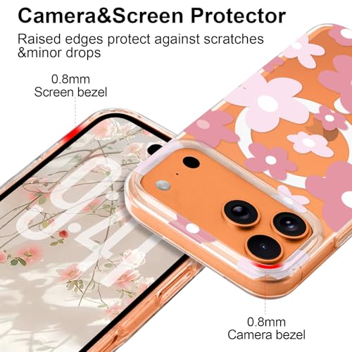 L-FADNUT for iPhone 17 Pro Max Case Flower Clear Magnetic Floral,Pink - image 3