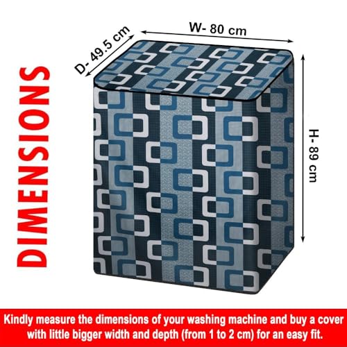 Image of The Furnishing Tree Semi-Automatic Top Load Washing Machine Cover | Waterproof & Dustproof | Easy to Clean | Durable & Washable, Modern Square Geometric Print Polyester (49.5x80x89 CM)