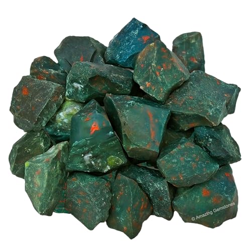 Image of Amazing Gemstone Bloodstone Raw Crystals and Healing Stones, Natural Rocks for Tumbling and DIY Raw Stones and Crystals (5 Pieces)