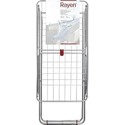 Tendedero Extensible 80 Cm Rayen | Tendedero con alas | Superficie de tendido de 19 m | Sistema de bloqueo de alas | Tendedero plegable y antideslizante|Para interior y exterior|182 x 55 x 102 cm Color Acero|19 metros