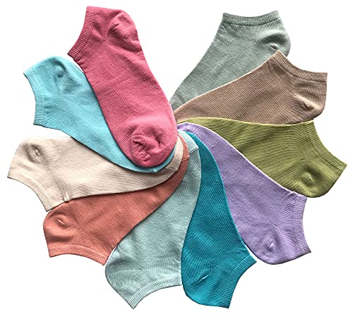 Tipi Toe Women's 20 Pairs Solid Colored Low Cut/No Show Socks, In Basic & Colourful Packs (Regular & Plus Size) #TOP5